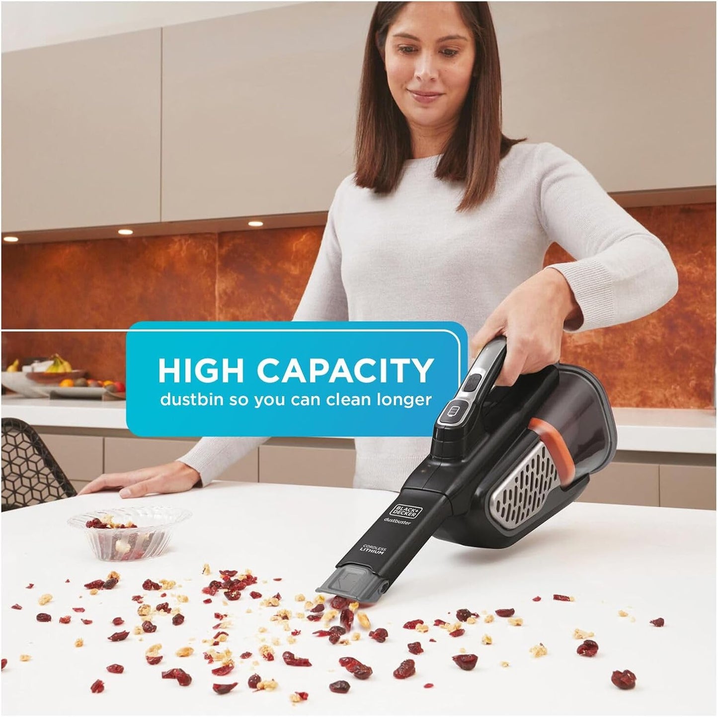 Dustbuster Portable Vacuum Cordless Handheld, Small Hand Vacuum Cleaner for Dorm Home and Car, Powerful 20V Advancedclean+ (HHVK515J00FF)