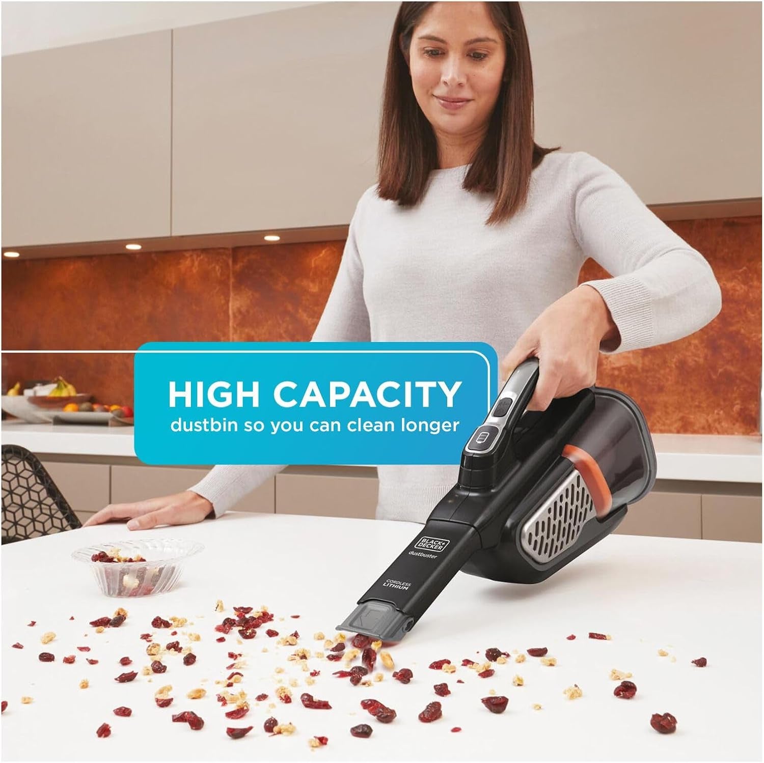 Dustbuster Portable Vacuum Cordless Handheld, Small Hand Vacuum Cleaner for Dorm Home and Car, Powerful 20V Advancedclean+ (HHVK515J00FF)