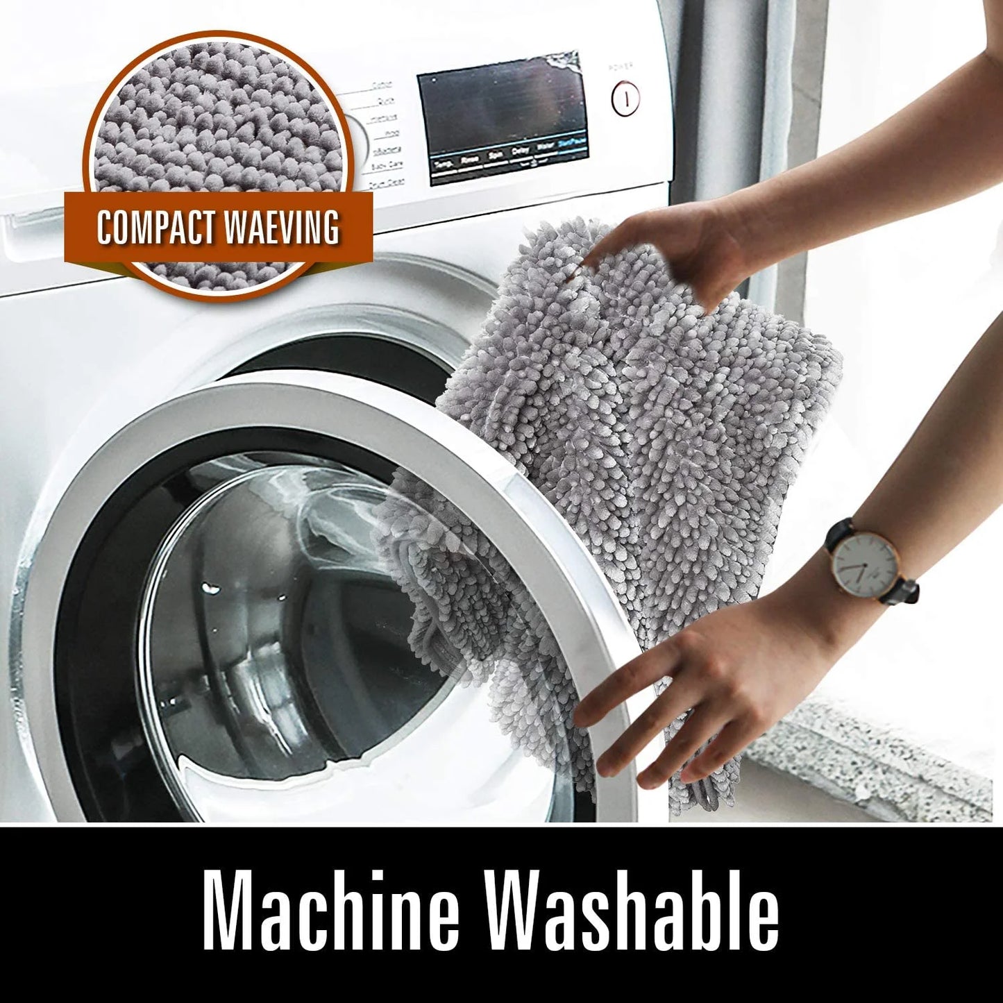 Luxury Soft Bathroom Non-Slip Rug Shaggy Bath Mat,24"X36",Gray