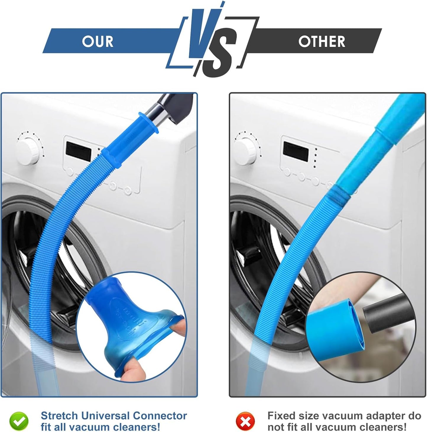 2 Pieces Dryer Vent Cleaner Kit Compatible with Most Vacuum Cleaner, Dryer Lint Brush and Vacuum Hose Attachment with Universal Connector, Quickly Lint Remover