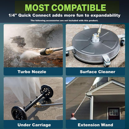 2025 New 5000PSI Electric Pressure Washer, Power Washer with 33FT Resistant Extension Hose and 4 Nozzles, Compatible with Undercarriage Cleaners, Professional Powerwashers for Home/Car(Green)