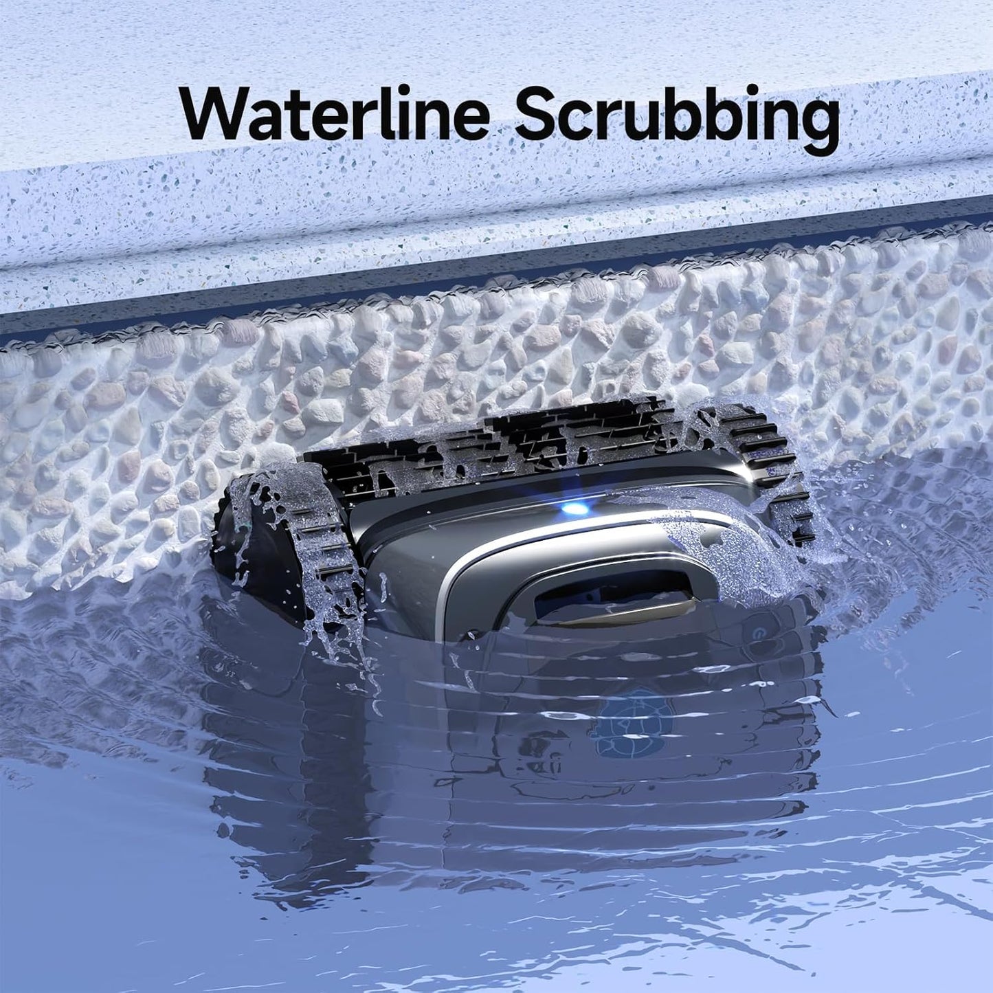 Pool Vacuum for Inground Pools, 4-In-1 Cordless Robotic Pool Cleaner for above Ground Pools, Triple-Motor up to 1,614 Sq.Ft, Wall & Waterline Cleaning, Wifi & Bluetooth Connect (Grey Blue)