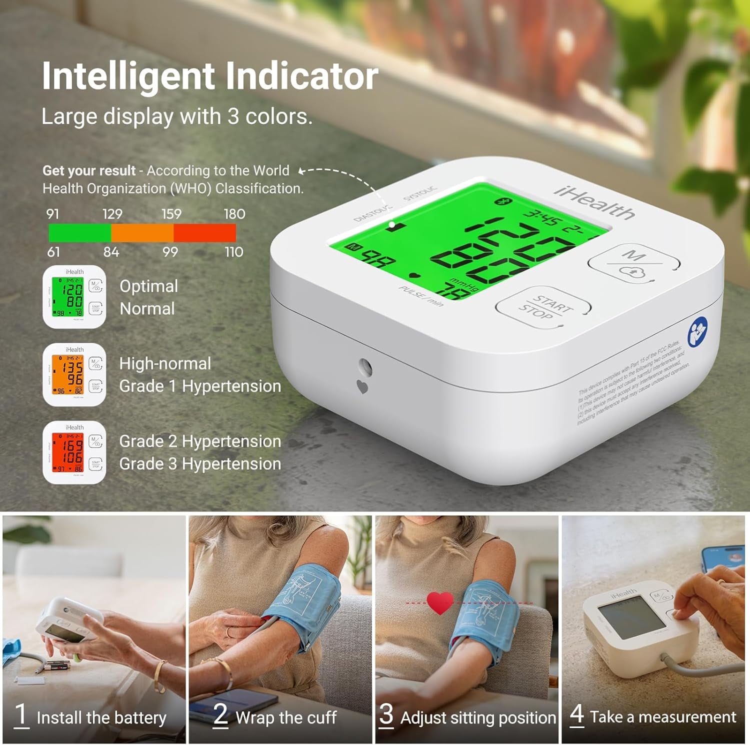 Track Smart Upper Arm Blood Pressure Monitor with Wide Range Cuff That Fits Standard to Large Adult Arms, Bluetooth Compatible for Ios & Android Devices