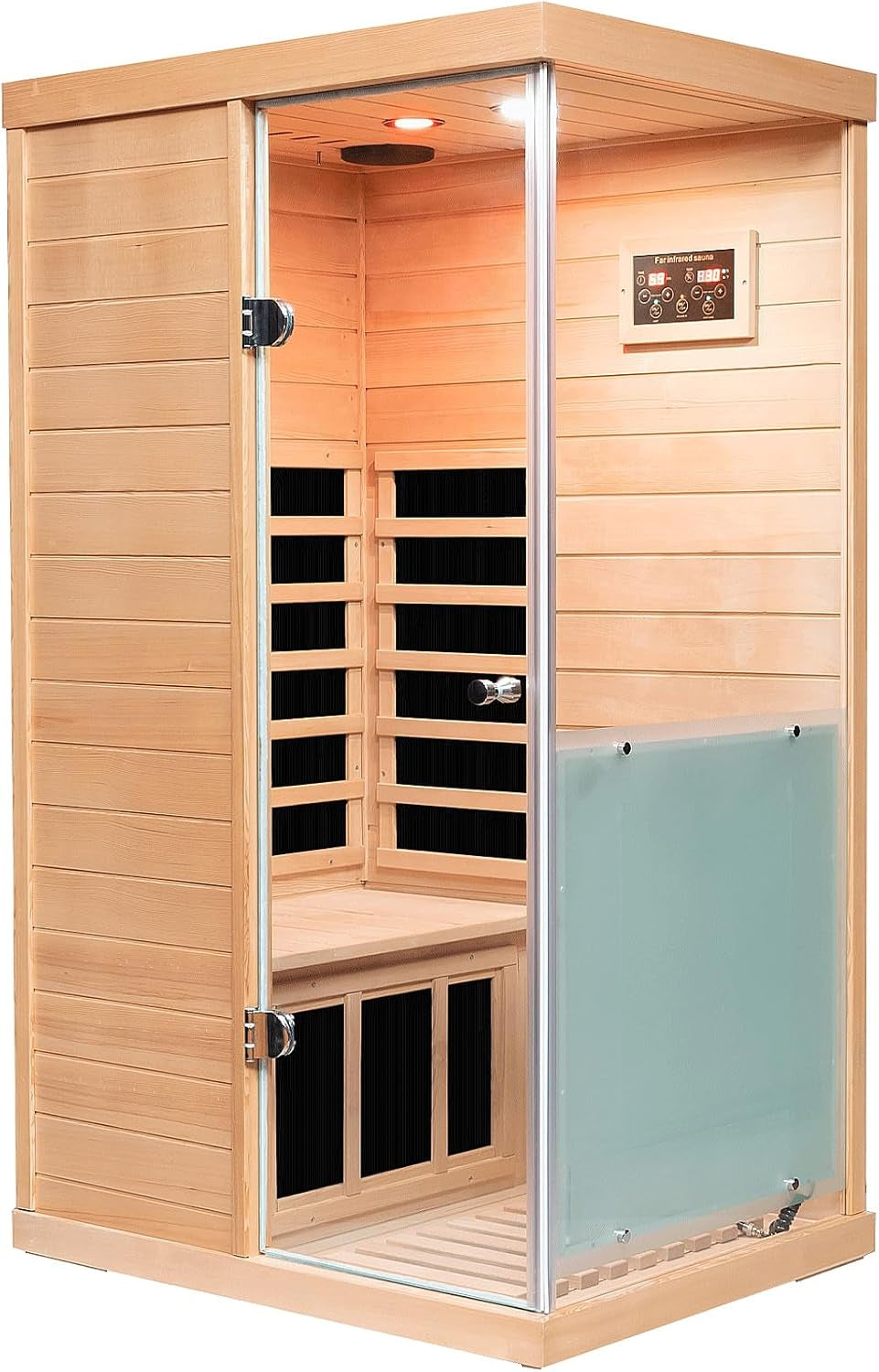 Outdoor Sauna 3 Person Infrared Sauna, Infrared Saunas for Home, 1950W Low EMF Far Infrared Sauna Old Fir Wooden Sauna with Beauty Red Light, Foldable Seat, Bluetooth, Chromotherapy Lamp, 20Amps