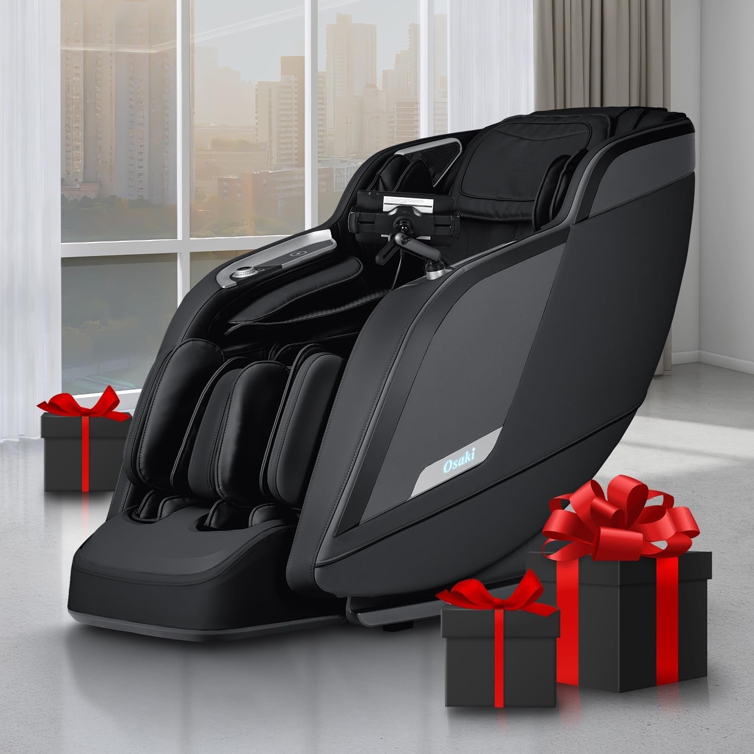 Vibe 4D L 4D Massage Mechanism L Automatic Body Scan L Deep Calf-Kneading L Space-Saving Technology L 3-Stage Zero Gravity L 32-Cell Full Body Air Massage (Black)