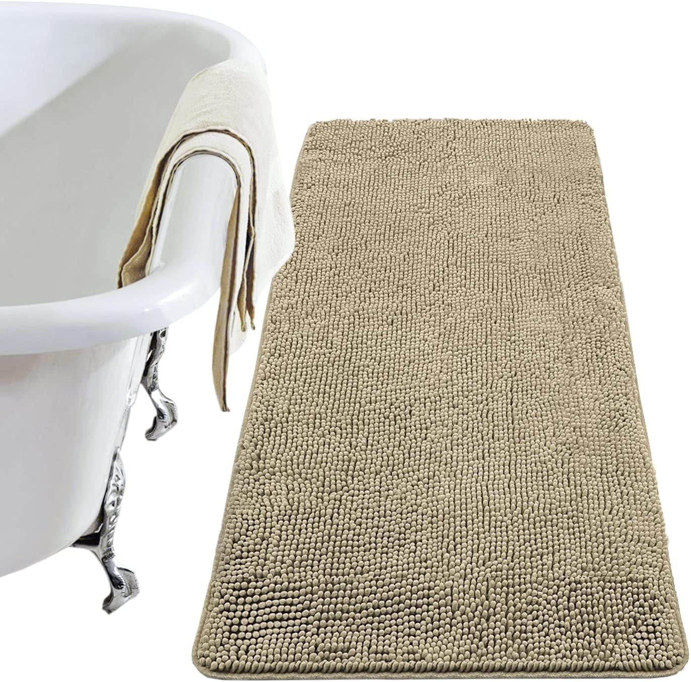 Luxury Soft Bathroom Non-Slip Rug Shaggy Bath Mat,24"X36",Gray