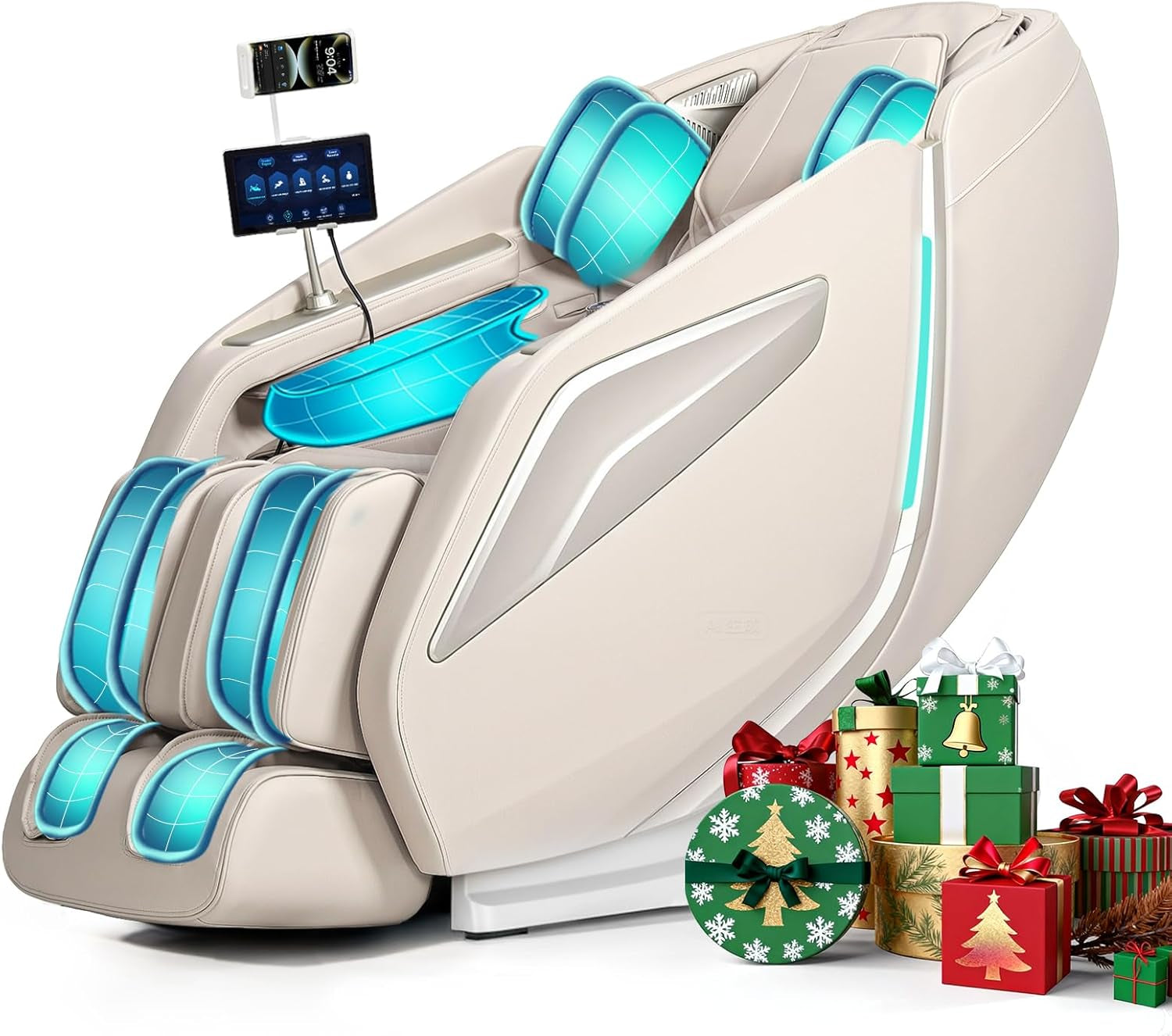 Full Body Zero Gravity Massage Chair with Body Scan 4D Intelligent Shiatsu Strecth Massage, Back/Leg Heated with AI Voice Control Bluetooth Speaker Airbags SL Track Massage Black