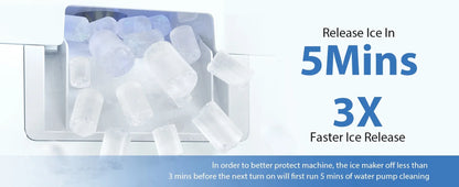 Countertop Nugget Ice Maker, 55Lbs/Day, Ice Release in 5 Mins, Self-Cleaing with Stainless Steel Housing, Stainless Steel