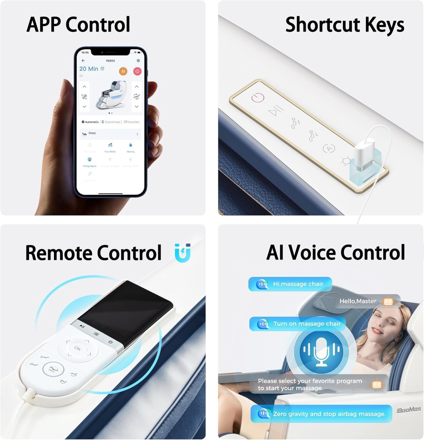 R8606 Massage Chair Full Body with APP Control,Sl Track Zero Gravity Massage Chairs with Leg Auto Extension,12 Modes,Heating,Shiatsu,Sleep Mode,Foot Roller,Ai Voice,Pet-Scratch Resistant Shell