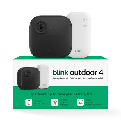 Outdoor 4 – Wireless Smart Security Camera, Two-Year Battery Life, 1080P HD Day and Infrared Night Live View, Two-Way Talk. Sync Module Core Included – 1 Camera System