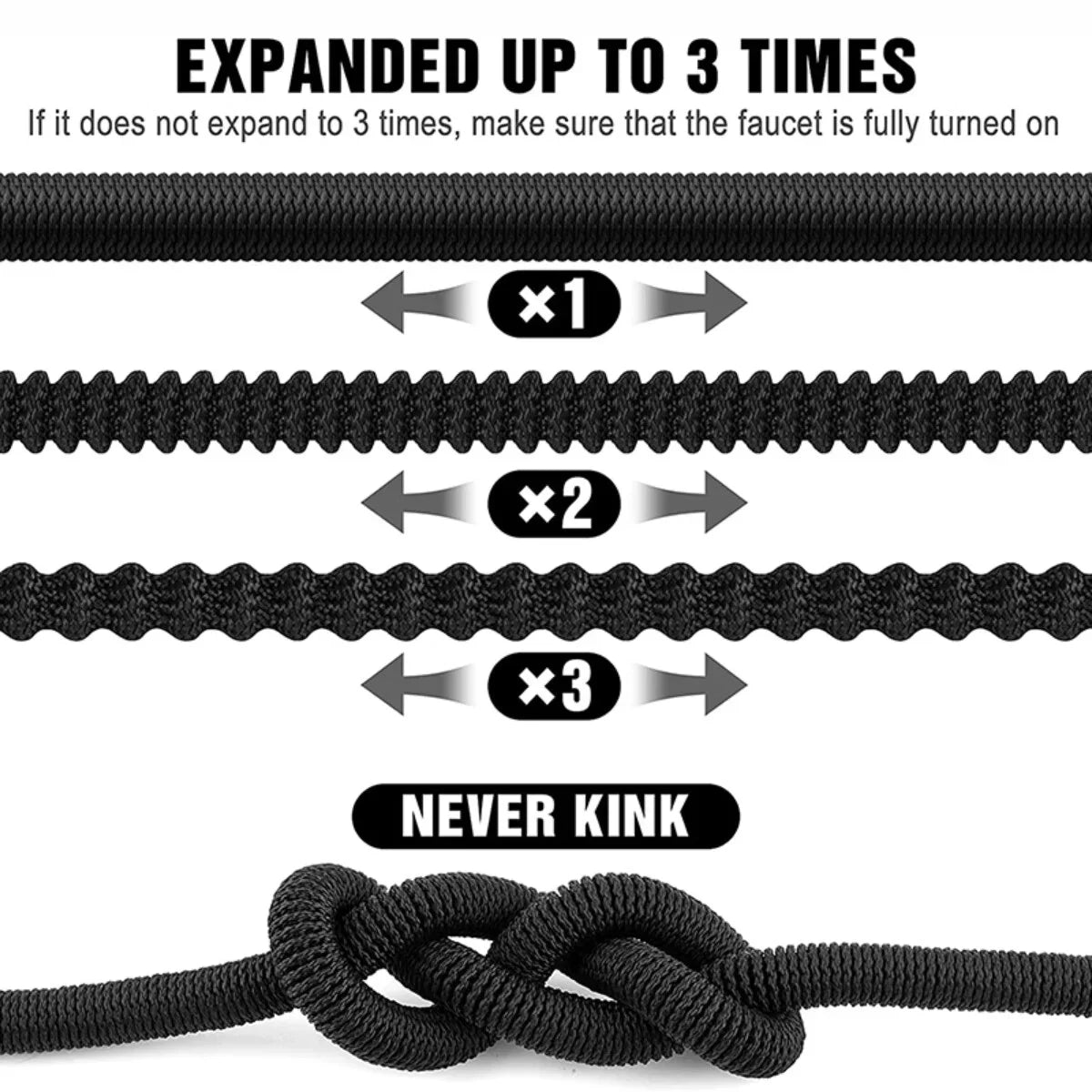 100FT Expandable Garden Hose with 8-Pattern Spray Nozzle – Durable, Flexible, Multipurpose (Black)