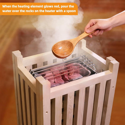 Infrared & Steam Dual-System Sauna, Hybrid Indoor Red Cedar Sauna for 4-6 People, 6KW Heater, Wifi Control, Built-In Sound System, Oxygen Bar, 7-Color Light, Light Strip, Water Bucket, Ladle, 220V