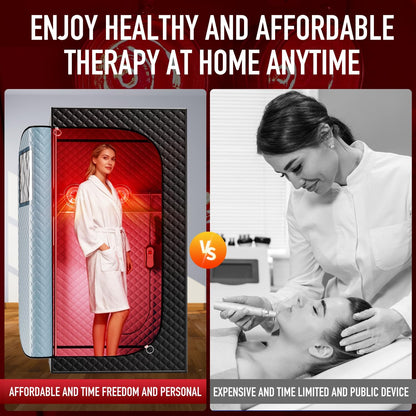 Infrared Sauna Dry Heat Sauna with 660Nm 850Nm Infrared Red Light Therapy High Power Heating Lamp, Portable Sauna Home Sauna Personal Indoor Sauna Box Sauna Tent