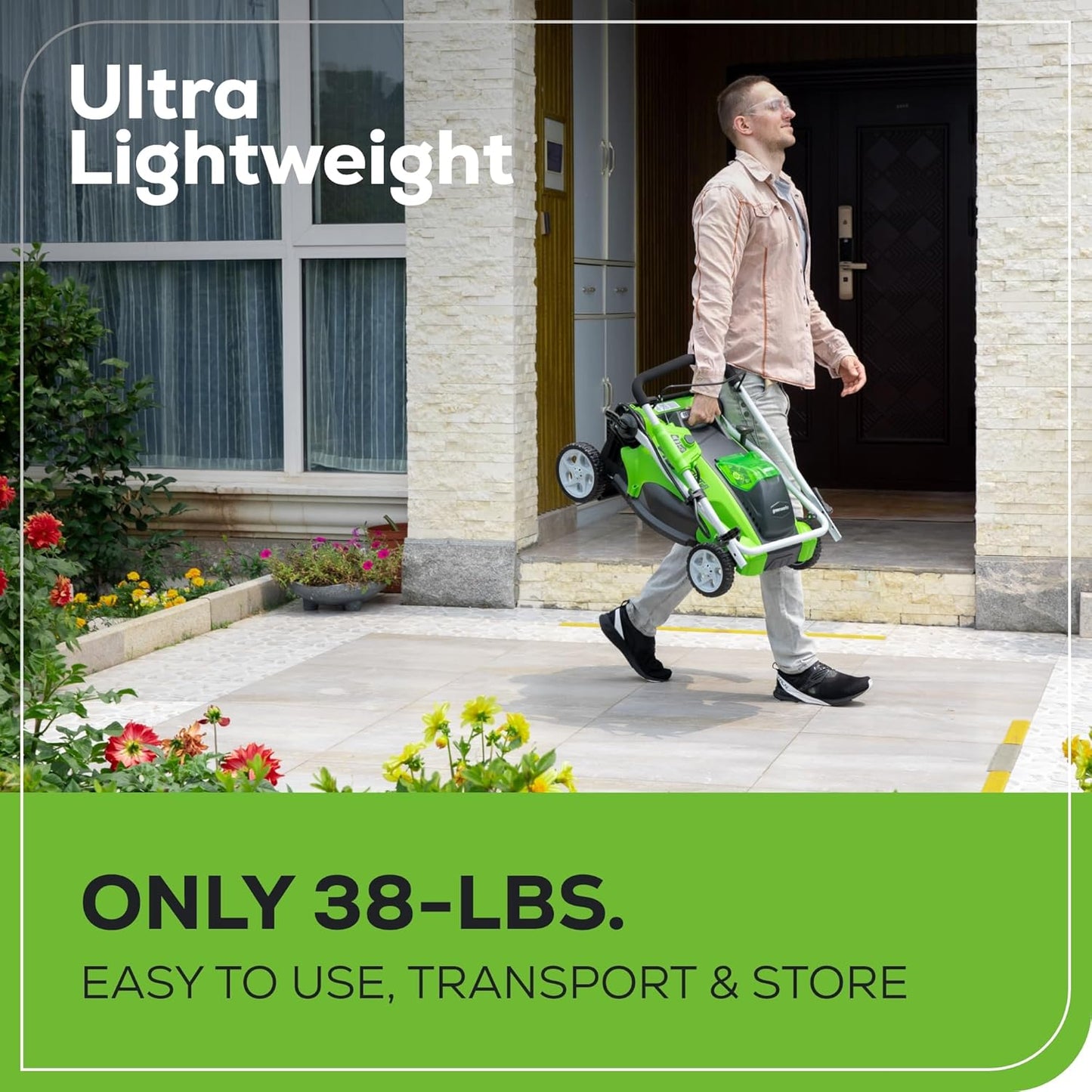 40V 16" Cordless Lawn Mower, Ultra-Light Push Mower with 4.0Ah Battery & Charger(75+ Tool Compatibility, 45Min Runtime)