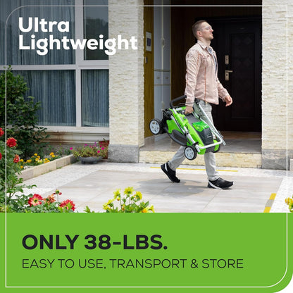 40V 16" Cordless Lawn Mower, Ultra-Light Push Mower with 4.0Ah Battery & Charger(75+ Tool Compatibility, 45Min Runtime)