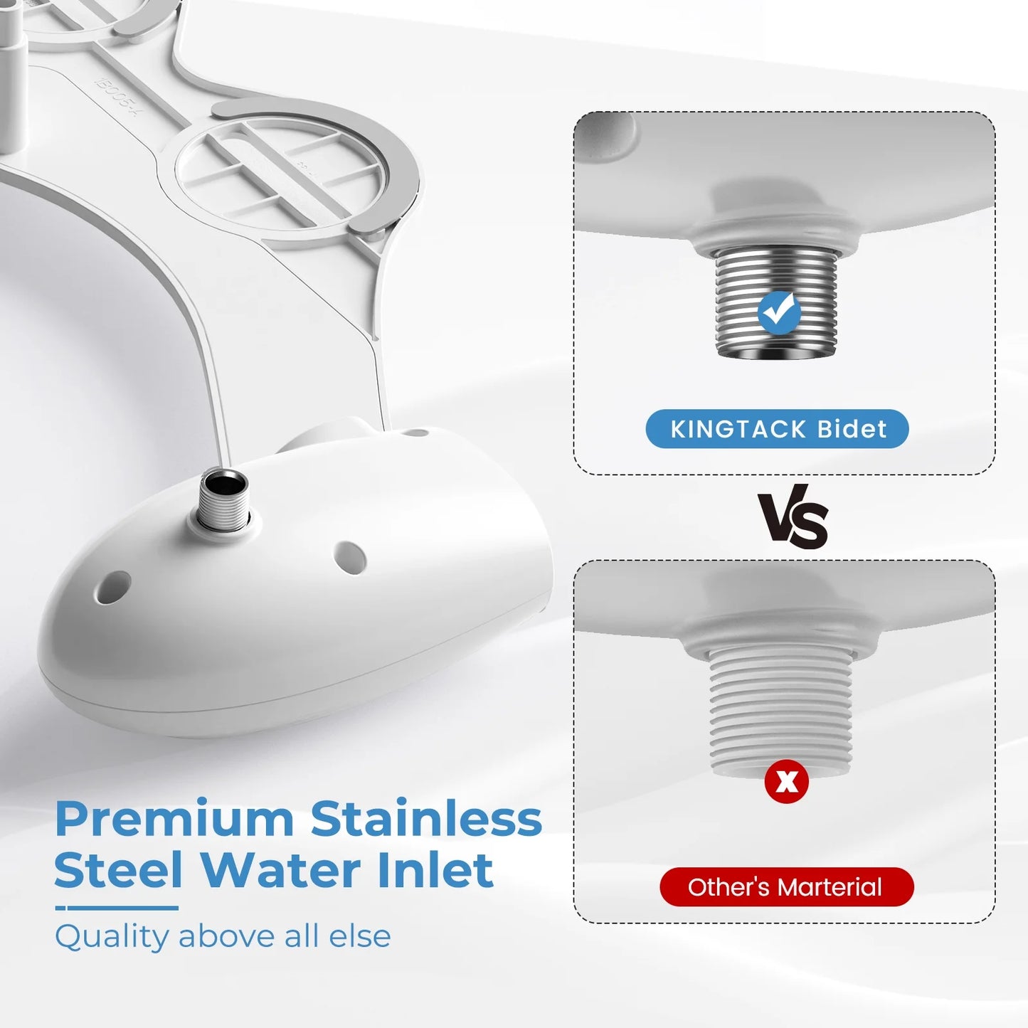 Bidet Attachment for Toilet, Non-Electric Self-Cleaning Bidet Seat Attachment, Fresh Cold Bidet Attachment for Feminine/Posterior Wash, with Adjustable Pressure Control (Blue/White)