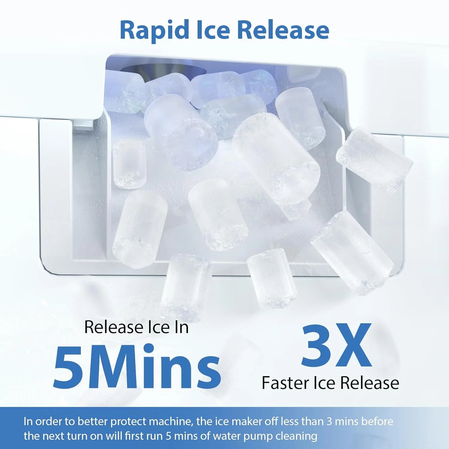 Countertop Nugget Ice Maker, 55Lbs/Day, Ice Release in 5 Mins, Self-Cleaing with Stainless Steel Housing, Stainless Steel