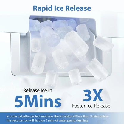 Countertop Nugget Ice Maker, 55Lbs/Day, Ice Release in 5 Mins, Self-Cleaing with Stainless Steel Housing, Stainless Steel