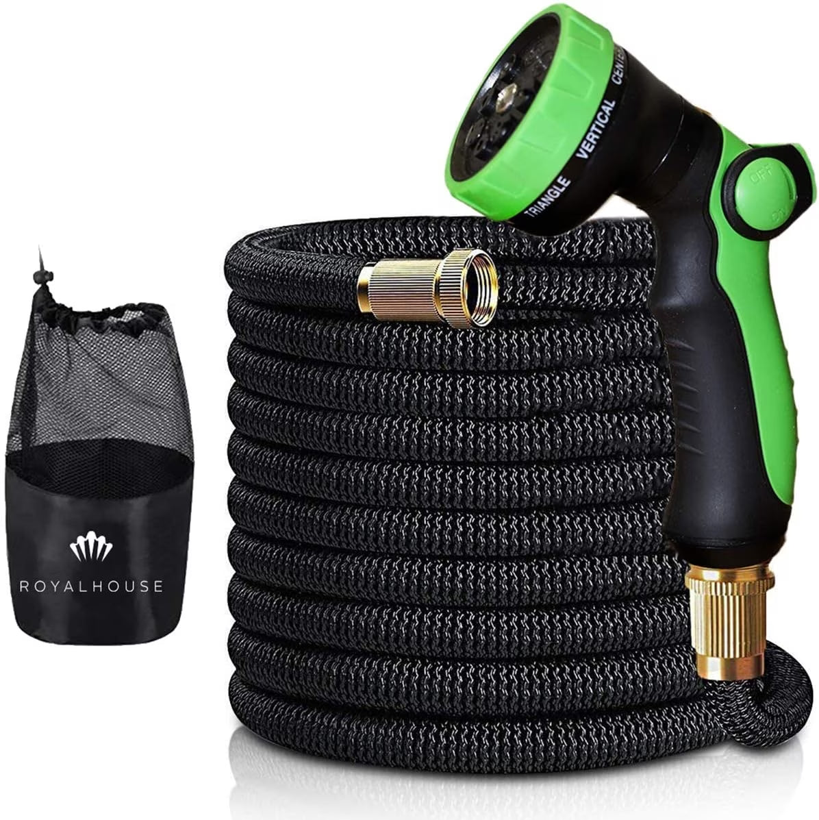 100FT Expandable Garden Hose with 8-Pattern Spray Nozzle – Durable, Flexible, Multipurpose (Black)