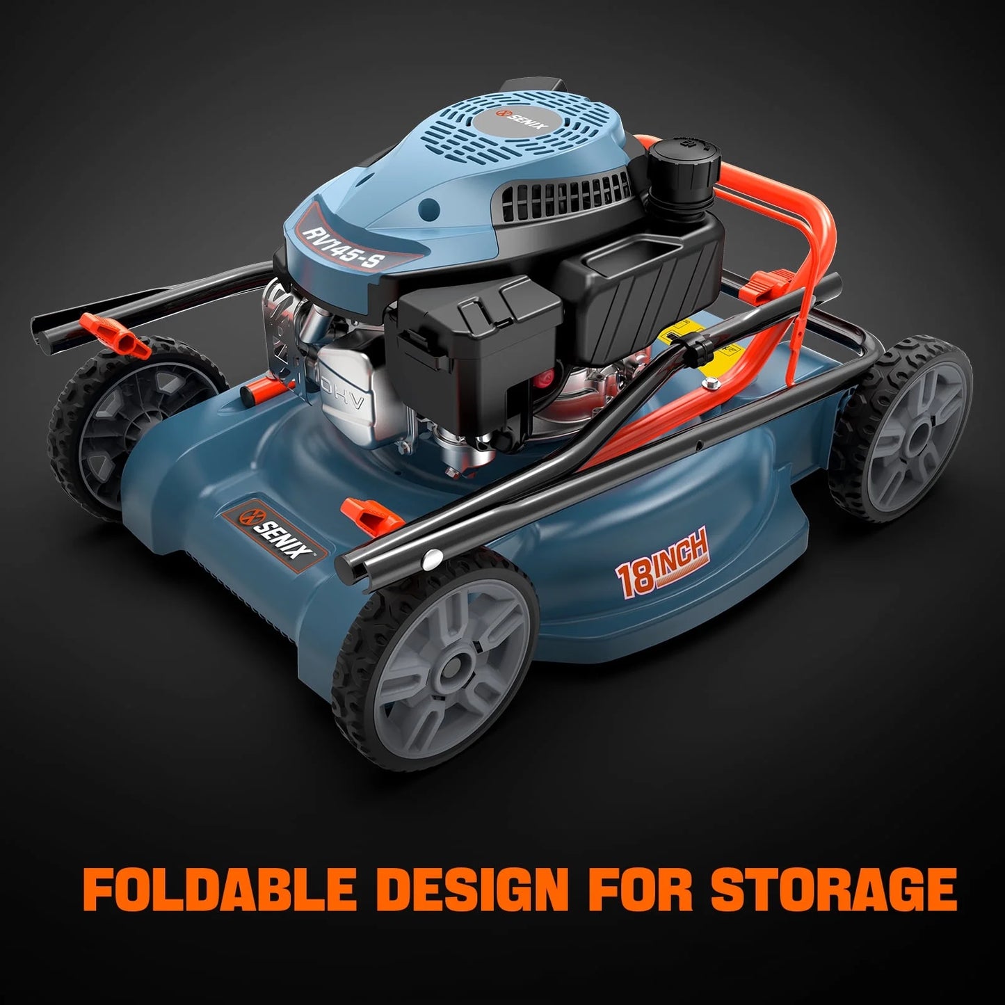 Gas Lawn Mower, 18In Cutting Blade / 19In Cutting Deck, 144Cc 4-Cycle Engine Push Mower with Side Discharge