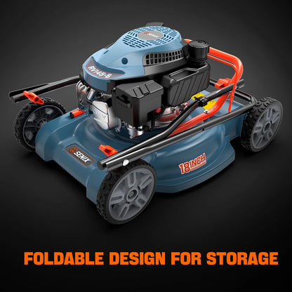 Gas Lawn Mower, 18In Cutting Blade / 19In Cutting Deck, 144Cc 4-Cycle Engine Push Mower with Side Discharge