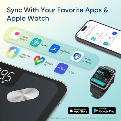 Smart Scale for Body Weight, FSA&HSA Eligible, Bathroom Digital Weighing Scale with BMI, Body Fat, Muscle Mass, Accurate Bluetooth Home User Health Equipment Sync Apps