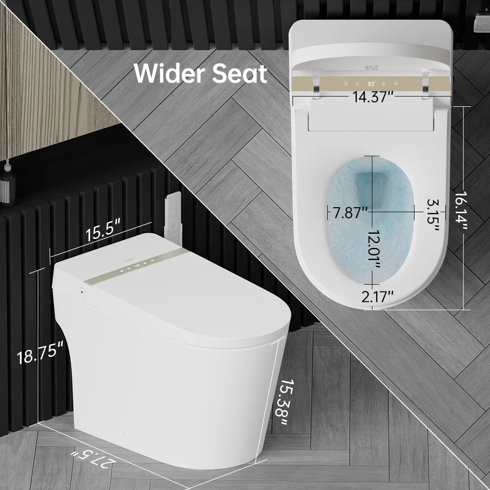 Smart Bidet Toilet, Auto Open/Close Lid, One-Piece Toilet Bidet Thankless, LED Display Elongated Toilet G20