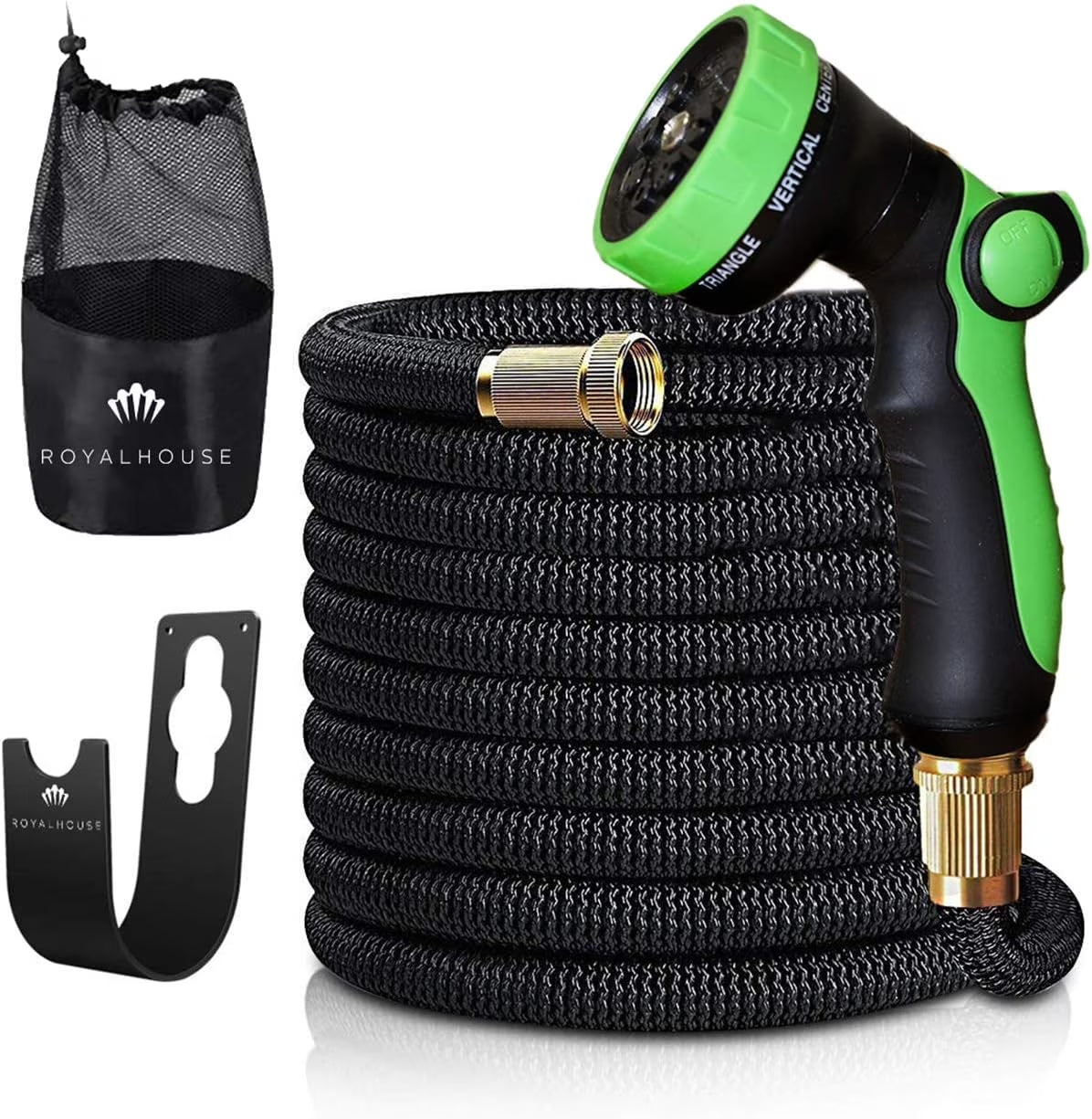 100FT Expandable Garden Hose with 8-Pattern Spray Nozzle – Durable, Flexible, Multipurpose (Black)