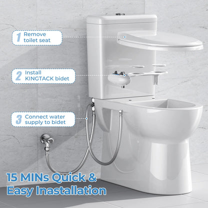 Bidet Attachment for Toilet, Non-Electric Self-Cleaning Bidet Seat Attachment, Fresh Cold Bidet Attachment for Feminine/Posterior Wash, with Adjustable Pressure Control (Blue/White)