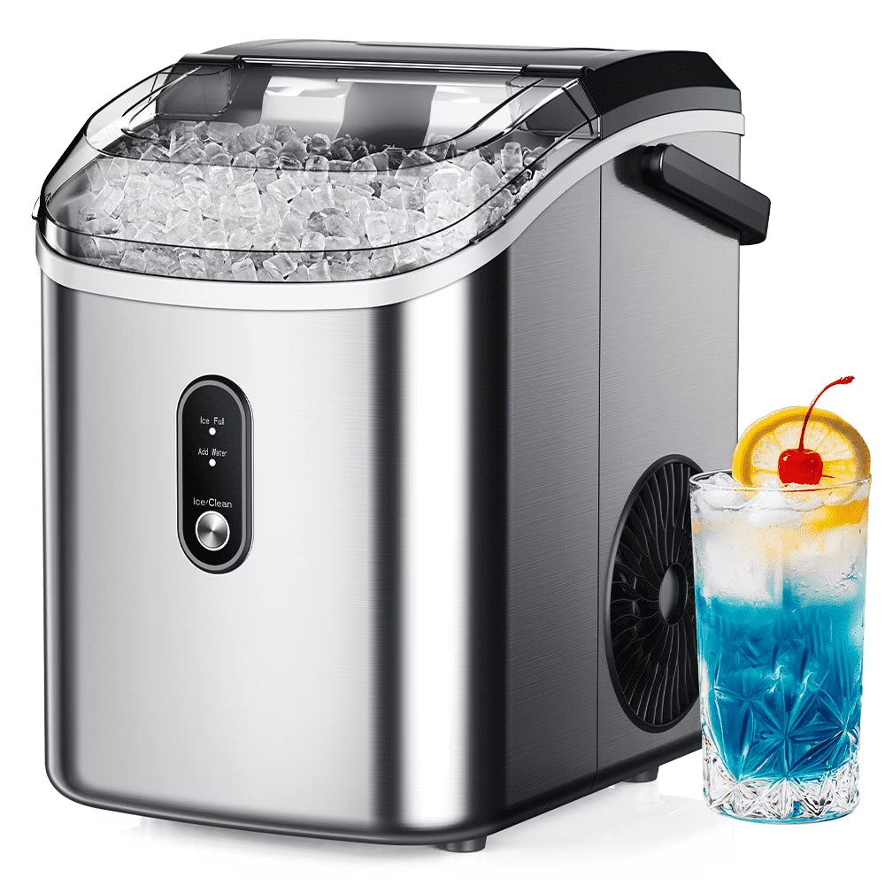 35Lbs/24H Nugget Ice Maker Countertop,Portable Ice Maker Machine with Auto-Cleaning, Black
