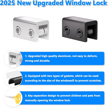 Window Locks, 12 Sets Sliding Window Locks, Sliding Door Lock, Childproof Safety Window Lock Clamps Window Bar or Home School and Office Black