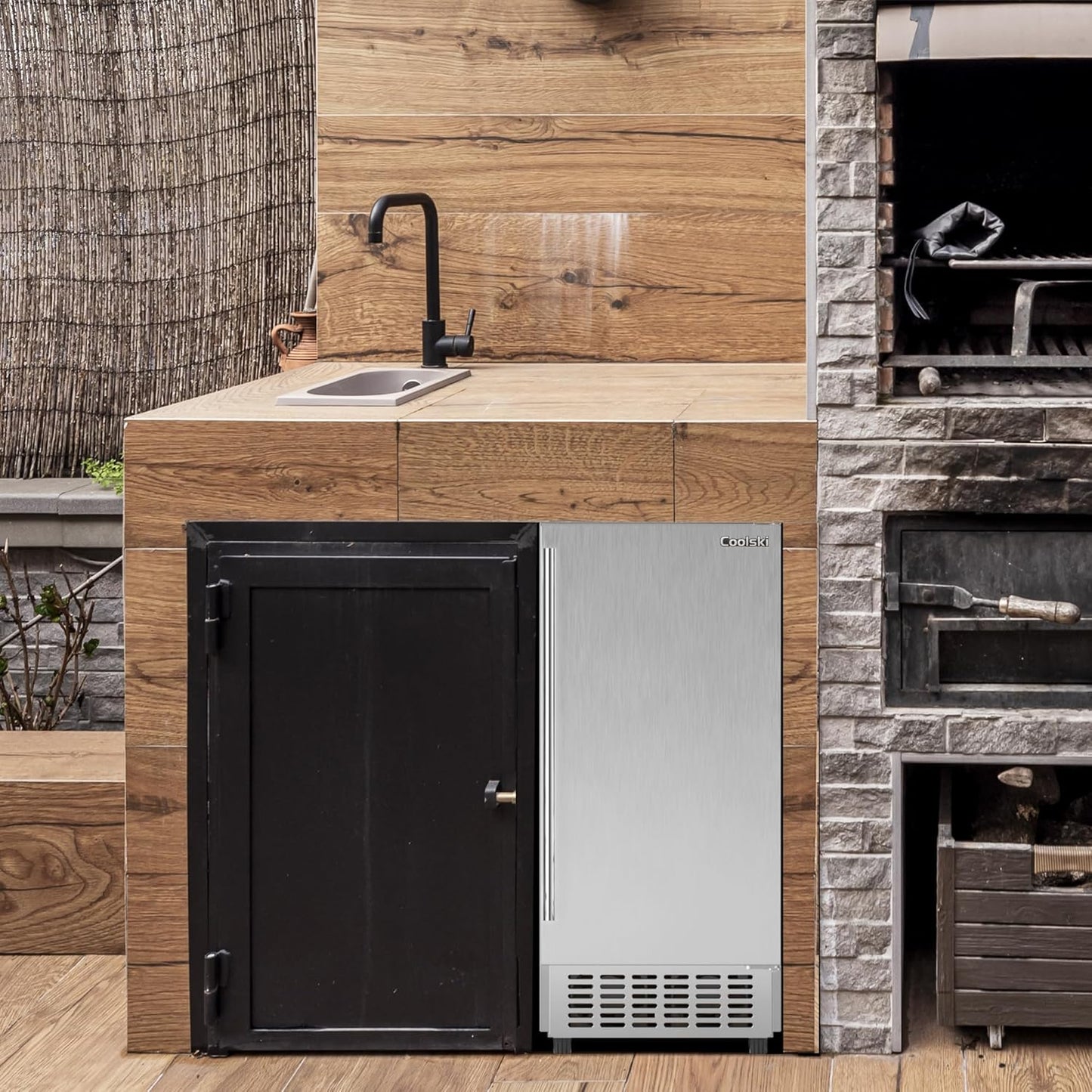 under Counter Ice Maker Machine, Stainless Steel Built-In Freestanding Ice Maker for Commercial & Home Use, 80 Lbs/Day, 30 Lbs Storage, Self Cleaning, Thicknesses Adjustable