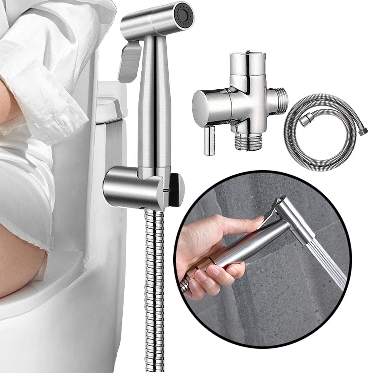 Handheld Bidet Sprayer for Toilet, Brushed Nickel Bidet Attachment for Feminine Wash