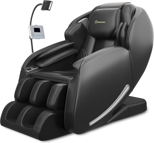 2025 Massage Chair Full Body, Zero Gravity Sl-Track Shiatsu Massage Recliner with Heat, APP Control, Child Lock, Body Scan Bluetooth Foot Roller, Favor 06, All Black