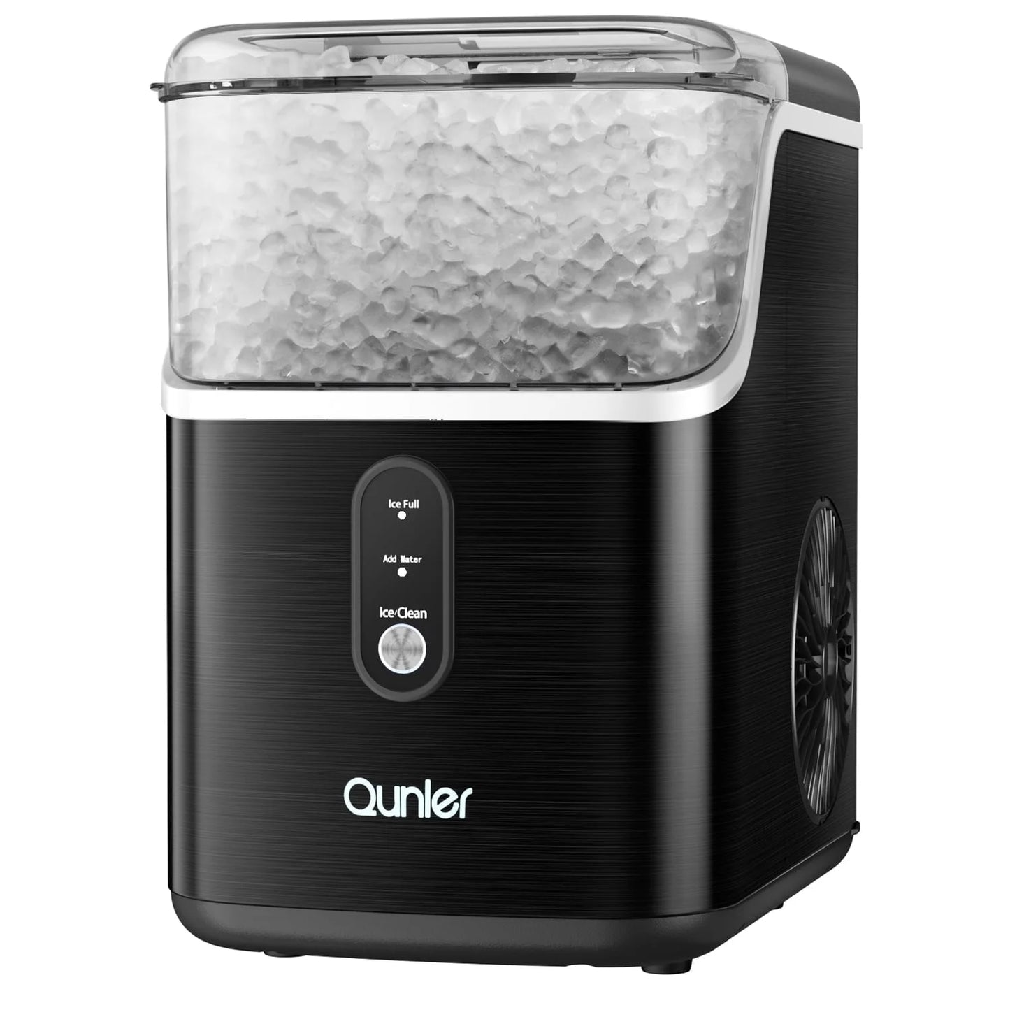 Nugget Ice Maker Countertops, 33Lbs per Day Portable Pebble Ice Machine, Crushed Sonic Ice Maker with Soft Chewable Ice for Home, Party, RV, Camping, Stainless Steel Black