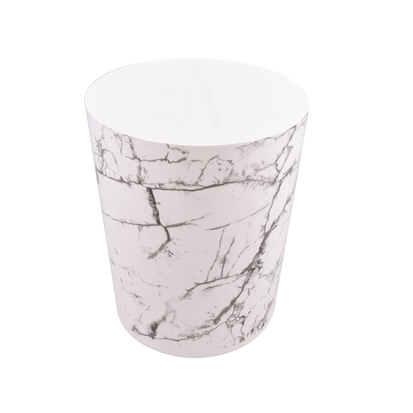 Bathroom Trash Can, 5 Gallon Marble Plastic Garbage Bucket Bin with No Lid, White