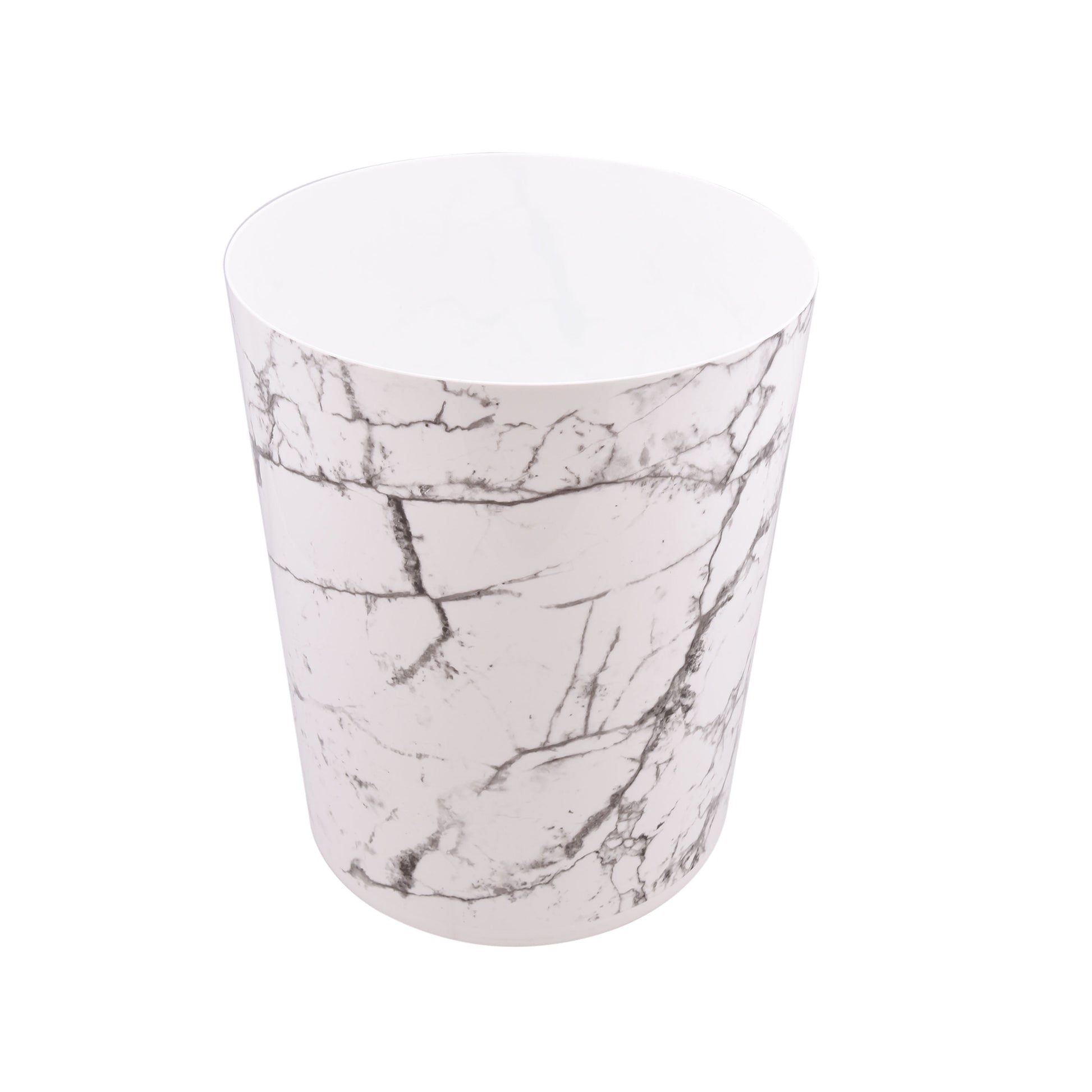 Bathroom Trash Can, 5 Gallon Marble Plastic Garbage Bucket Bin with No Lid, White