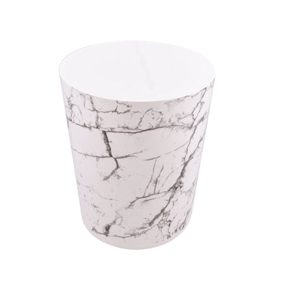Bathroom Trash Can, 5 Gallon Marble Plastic Garbage Bucket Bin with No Lid, White