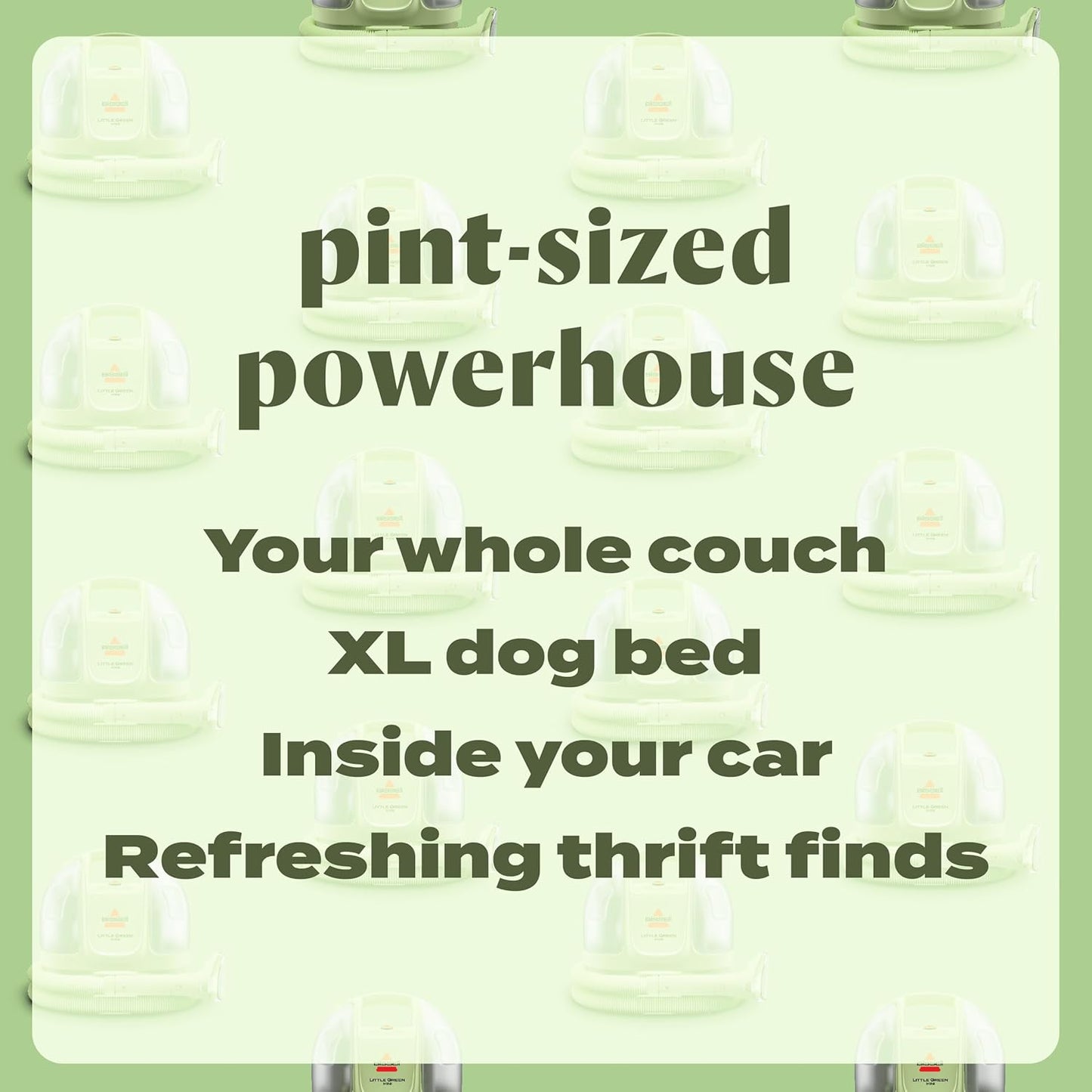 Little Green Mini Portable Carpet and Upholstery Deep Cleaner, Car/Auto Detailer, with Hydrorinse Self-Cleaning Tool and 4" Tough Stain Tool, Tea Green, 4075