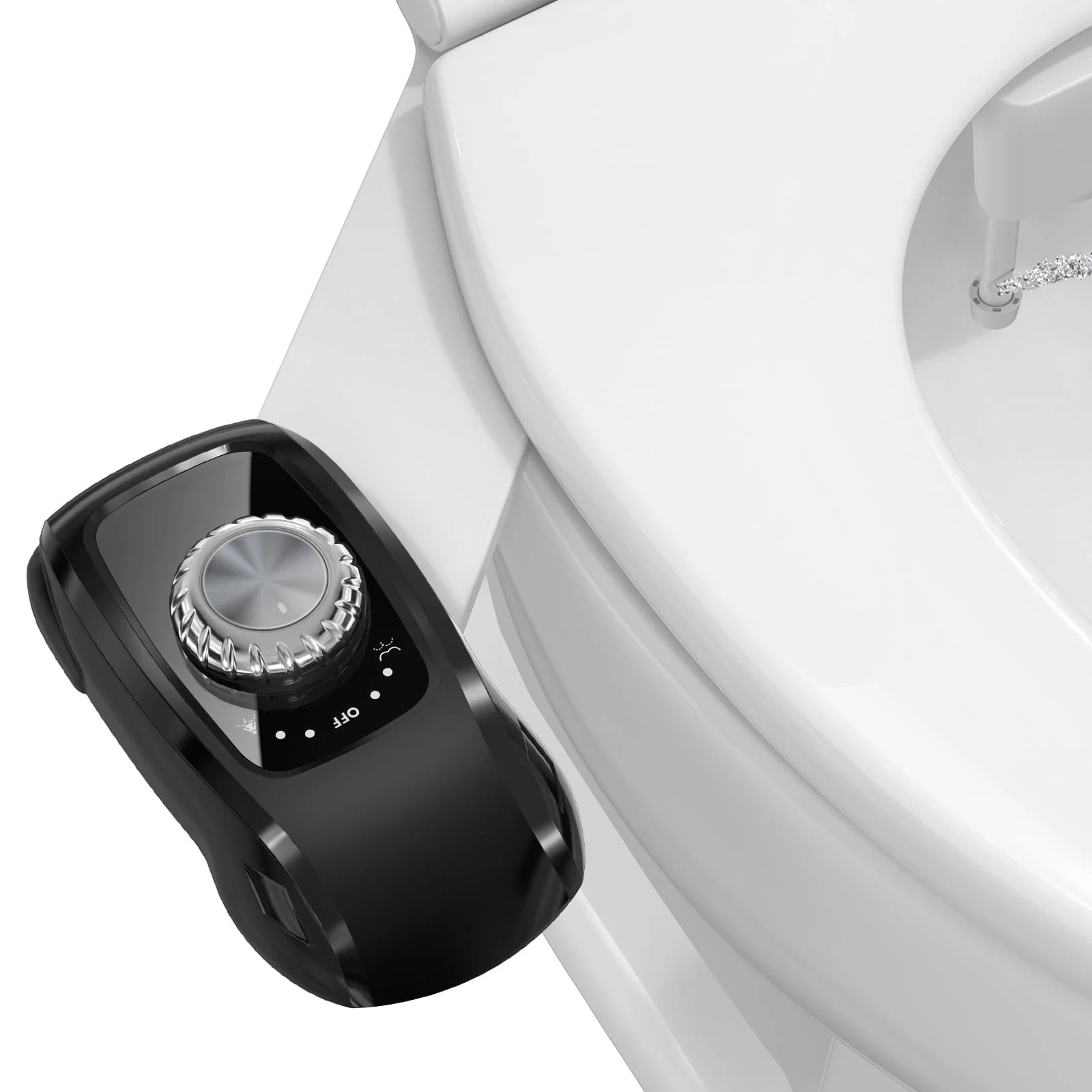 Bidet Attachment: Dual Nozzle , Hidden Nozzle, Adjustable Water Pressure- Black