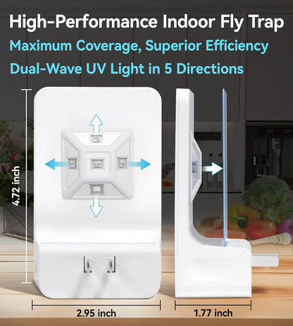Innovative Double-Sided Flying Insect Trap for House Indoor, Plug-In Light Bug Catcher Killer for Flies, Fruit Fly, Gnats, Mosquito, Moths, Best Home Sticky Traps for Indoors Pest Control