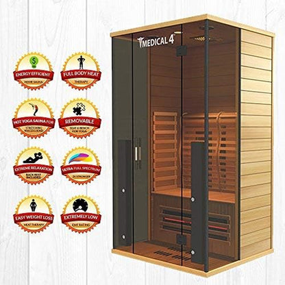 Luxury 2-Person Full Spectrum Indoor Infrared Sauna with Oxygen Ionizer and Chromatic Light Therapy - Perfect for Hot Yoga and Relaxation!