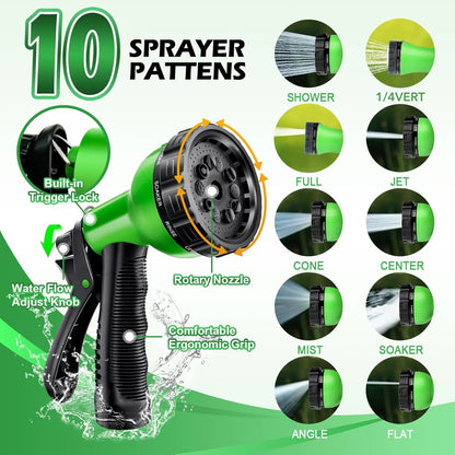 Garden Hose 75FT, 10 Pattern Thumb Spray Nozzle, No-Kink Flexible 304 Stainless Steel Water Hose, Lightweight Leak & Rust Proof Water Hose for Yard, Outdoor, 3/4" Swivel Connectors