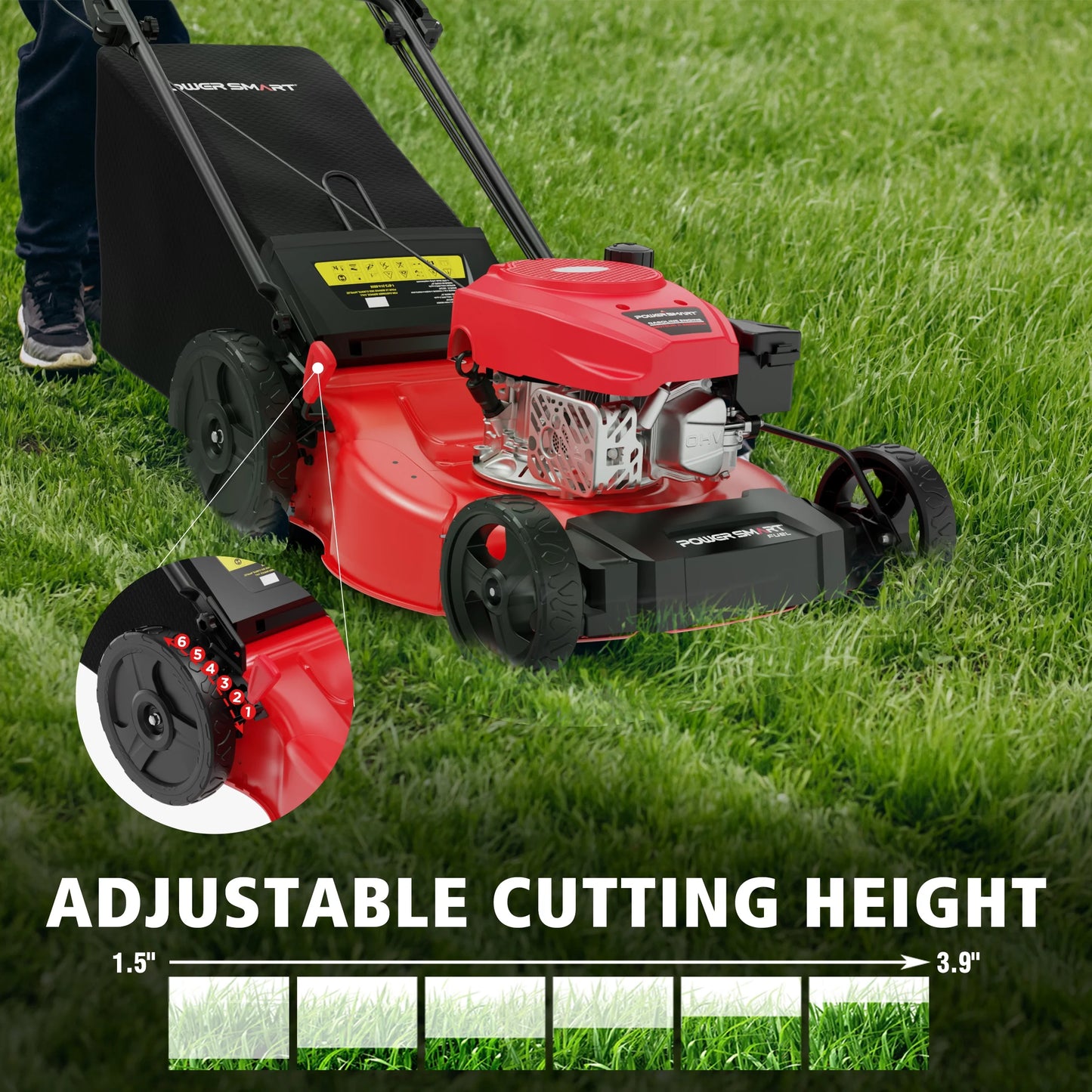 21" 170Cc Gas Self-Propelled Lawn Mower, with 6-Position Height Adjustment