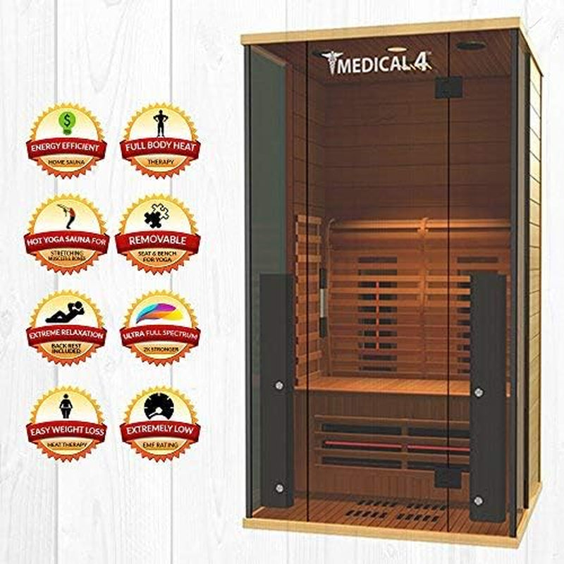 Luxury 2-Person Full Spectrum Indoor Infrared Sauna with Oxygen Ionizer and Chromatic Light Therapy - Perfect for Hot Yoga and Relaxation!