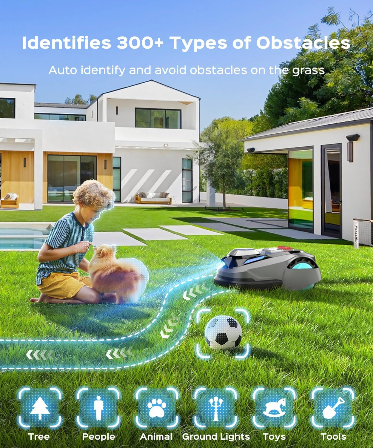 N1600 PRO Wireless Robot Lawn Mower, Rtk+Vision Navigation, 0.4 Acre Coverage, APP Smart Control, Multi-Zone Mowing, Ordered Cutting Path, Smart Robot Lawn Mower for Yards