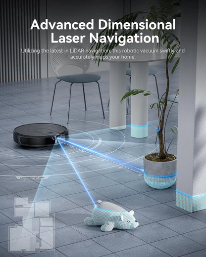DL30 Pro Robo Vac and Mop Combo, Lidar Navigation with Mapping, Hard Floor Cleaning, 9000Pa Suction