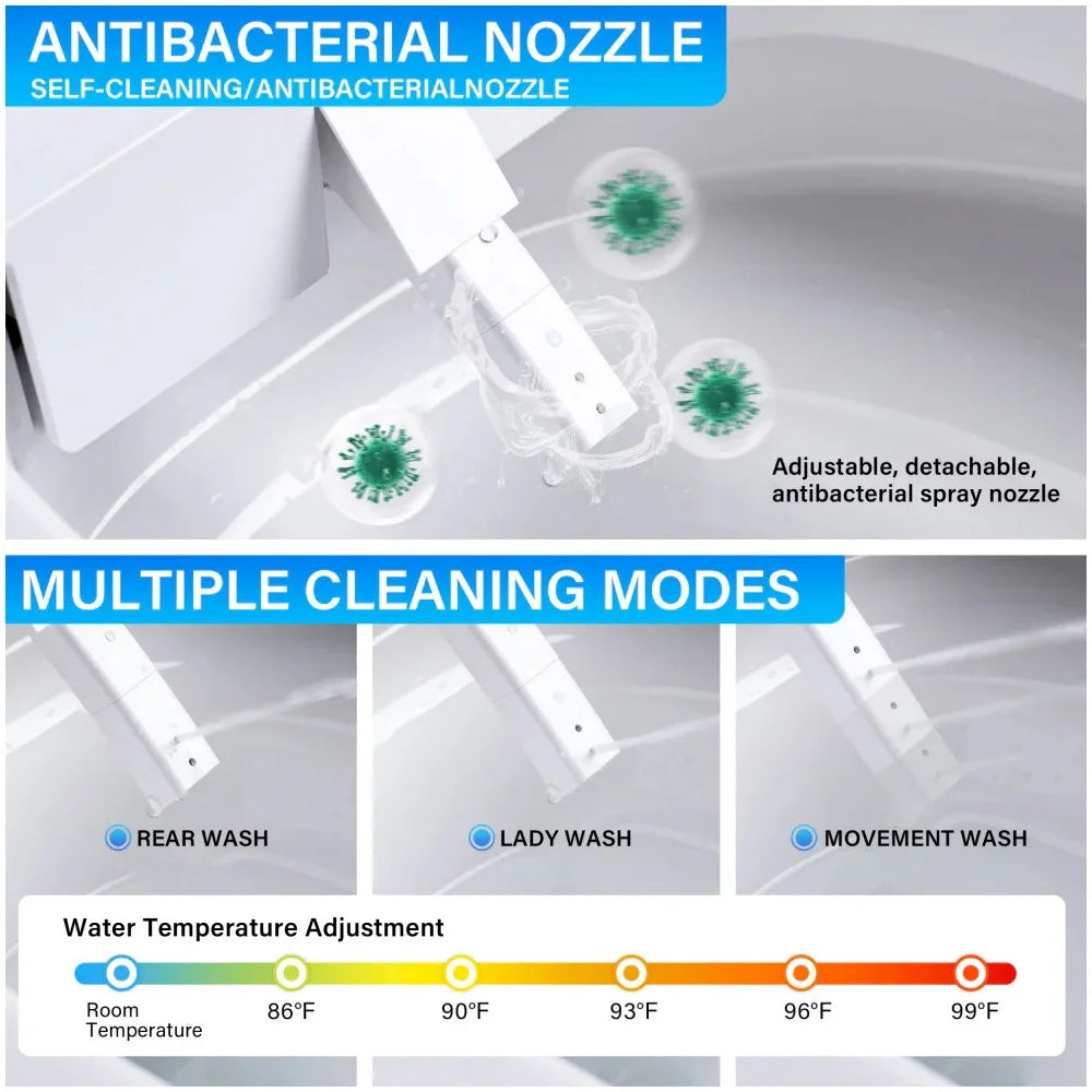 Smart Toilet with Foam Shield Splash Proof, One Piece Bidet Toilet,Dual Auto Flush,Foot Sensor Operation,Modern Elongated Toilet E16