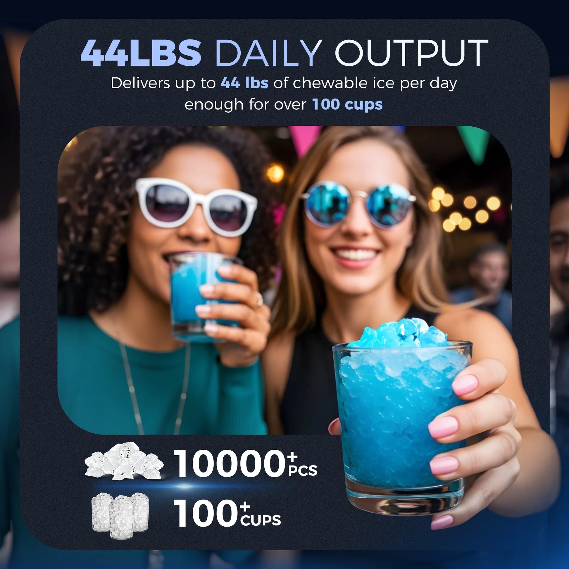 Nugget Ice Maker Countertop, 44.9Lbs per Day Chewable Pebble Nugget Ice Machine with Touch Screen for Home, Kitchen, Office, Stainless Steel, Black