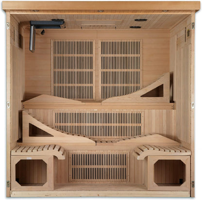 Experience Ultimate Relaxation with the  Monaco 6-Person Infrared Sauna – Near Zero EMF & Elegant Canadian Hemlock Design